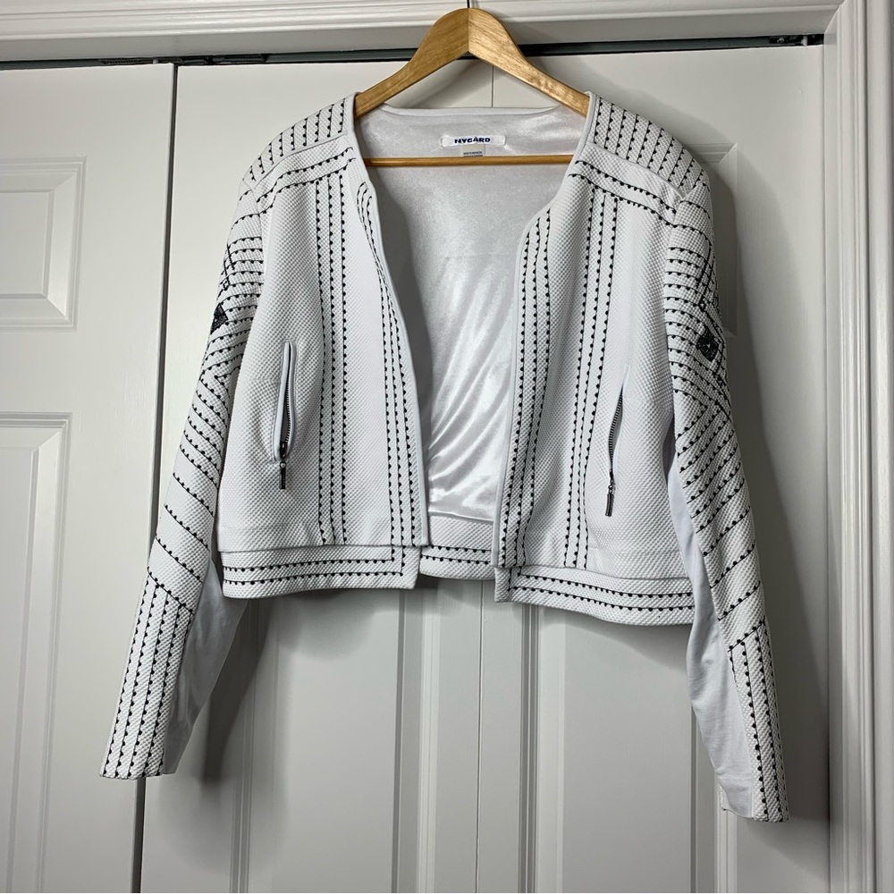 Peter Nygard White Jacket with Black Stitching